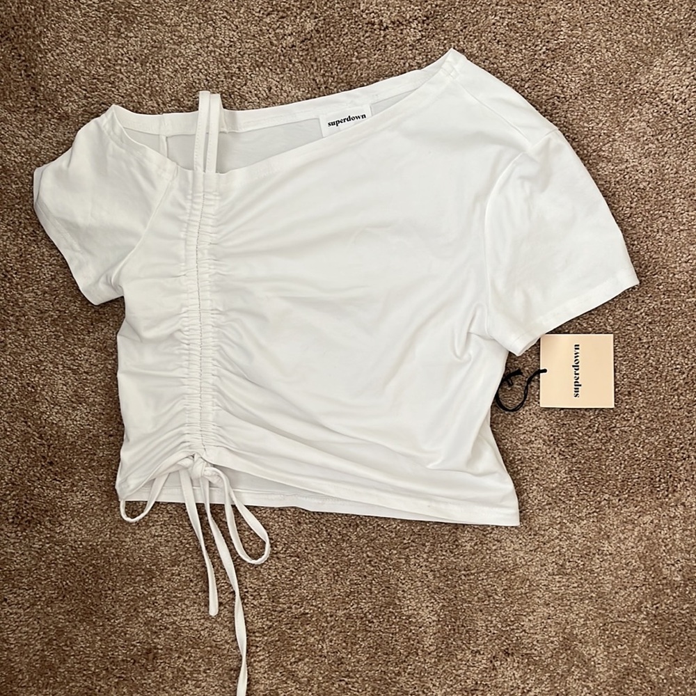 NWT white superdown crop top